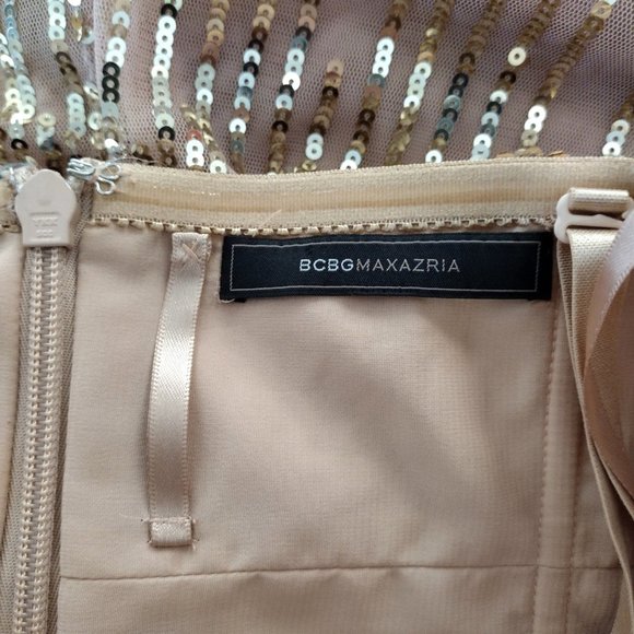 BCBGMaxAzria Convertible Strap Silk and Tulle Sequined Party Dress - Picture 9 of 11